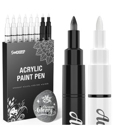 White Paint Pen Acrylic Marker: 8 Pack 0.7mm White Paint Marker for Metal,  Art, Wood, Black Paper, Plastic, Ceramic, Metallic, Rock Painting, Drawing,  Extra Fine Point, Ideal for Artist & Students 