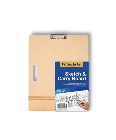 Falling in Art 13x17 Sketch Board, Drawing Tote Board for Artists with Sturdy Clip and Rubber Bands, Portable Art Clipboard for Classroom and Studio Drawing 13X17