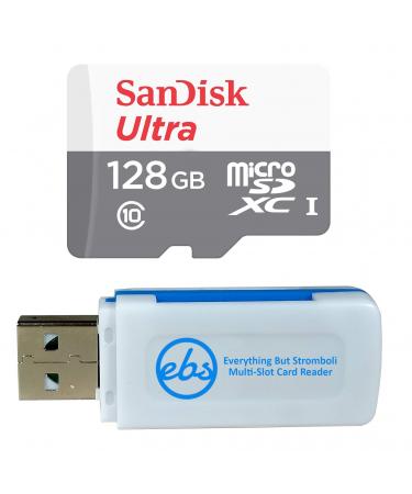 SanDisk Ultra 128GB microSDXC Memory Card UHS-I Class 10 SDSQUNS-128G-GN6MN Bundle with (1) Everything But Stromboli Multi-Slot Micro and SD Card Reader