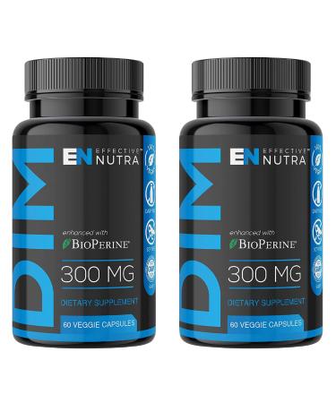 Effective Nutra Dim Supplement 300mg - Extra Strength Diindolylmethane DIM for Men & Women + BioPerine - Estrogen Blocker for Men & Women - Estrogen Balance, Hormone, Menopause, Acne, PCOS (2 Pack) 60 Count (Pack of 2)