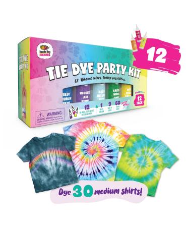Tie Dye Kit for Kids & Adults - 12 Large Tye Dye Bottles with Tie Dye Powder, Soda Ash, Gloves - Non-Toxic Tyedyedye Kit - Decorating Dye for Clothes 12 Pack