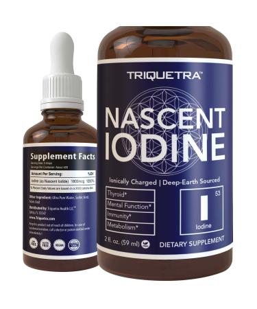 Nascent Iodine Supplement 400 Servings, Glass Bottle, Vegan, 1800 mcg - 600 mcg per Drop - Pure, Clear Color - Supports Thyroid Health, Energy, Immunity & Metabolism (2 oz.)