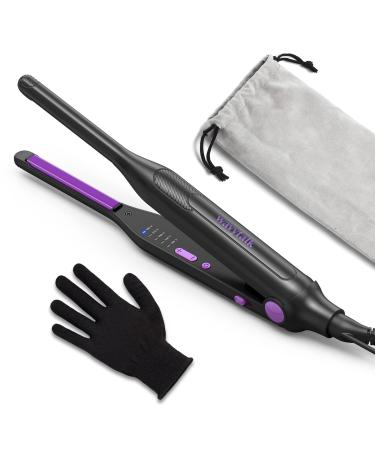 Wavytalk 3/10 Pencil Flat Iron for Short Hair  Pixie Cut and Bangs  Mini Hair Straightener for Edges  Small Flat Iron with Anti-Pinch Design  Tiny Hair Straightener with Adjustable Temp