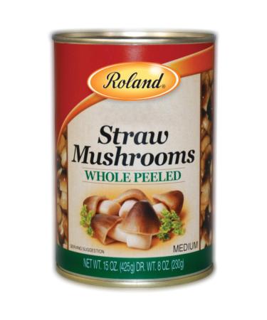 Roland Foods Canned Peeled Straw Mushrooms, Specialty Imported Food, 15-Ounce Can 8 Pack