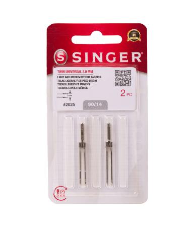 SINGER Twin Universal Sewing Machine Needles, Size 90/14 - 2PCS