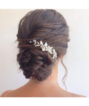 Jakawin Bride Wedding Pearl Hair Pins Bridal Hair Accessories Silver Hair  Piece for Women and Girls HP065 (Silver) 