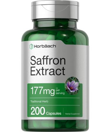 Saffron Extract Capsules | 177 mg 200 Count | Non-GMO, Gluten Free Supplement | by Horbaach