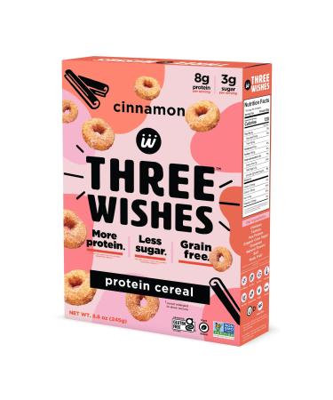Protein and Gluten-Free Breakfast Cereal by Three Wishes - Cinnamon 1 Pack - High Protein and Low Sugar Snack - Vegan Kosher Grain-Free and Dairy-Free - Non-GMO