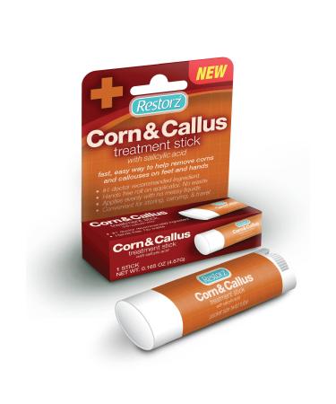 Restorz Corn and Callus Remover Stick with Salicylic Acid (1 Pack) - No Mess Ointment Applicator for Gentle Removal/Portable & Travel Size Tube/Fast Acting Support for Skin, Hands, Feet & Toes