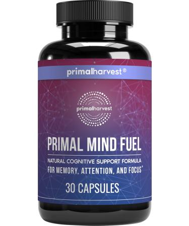 Brain Supplement by Primal Harvest, Primal Mind Fuel Brain Booster for Focus, Energy, Clarity, Memory Brain Health 30 Capsules Nootropics Brain Support Supplement for Men and Women 30 Count (Pack of 1)