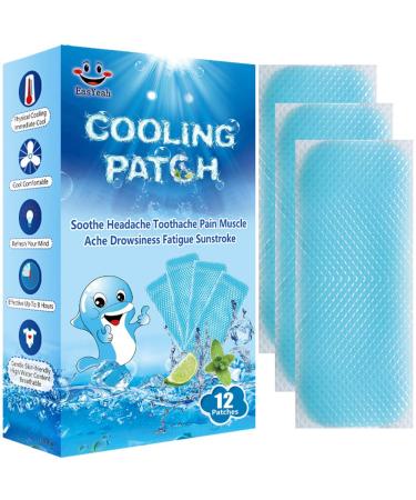 12 Sheets Cooling Patches for Fever Discomfort & Pain Relief, Cooling Relief Fever Reducer, Soothe Headache Pain, Pack of 12