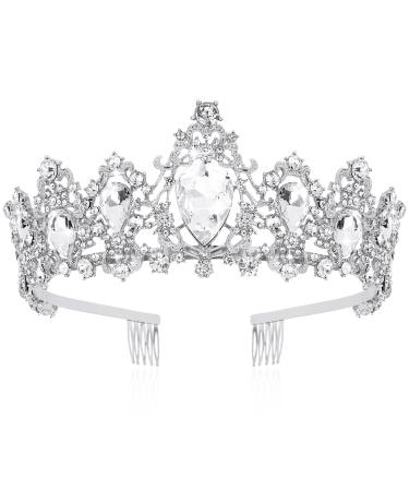 CHANACO Silver Crown Birthday Crowns for Women Tiaras for Girls Princess Crown Rhinestones Tiara Queen Crown for Wedding/Prom/Halloween