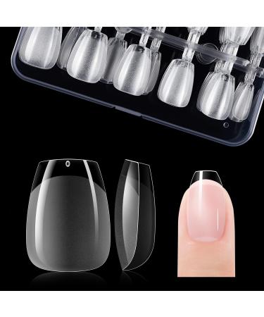 Gelike ec Short Coffin Nail Tips - XS Soft Gel Nail Tips Coffin Shaped Full Cover Gel X Nails Pre Etched for Extensions PMMA Resin Clear Strong False Press on Nails 120PCS 12 Sizes EXTRA SHORT COFFIN 120-XS-Coffin