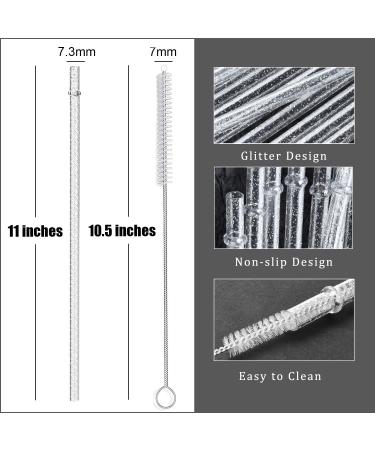 ALINK 12-Pack Reusable Clear Plastic Glitter Straws, 11 Long Hard Tumbler  Replacement Straws for 20 OZ 30 OZ Stanley, Yeti/Rtic, Mason Jars with