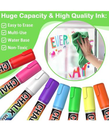 10mm Jumbo Tips Liquid Chalk Markers Pens 8 Colors Neon Pens Erasable Glass  Pen Window Markers For Cars Washable Paint Markers For Auto Chalkboard Wh