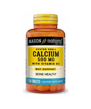 Mason Natural Calcium 500 mg (Oyster Shell) with Vitamin D3 - Strengthens Muscle Function Supports Healthy Bones and Overall Health 250 Tablets