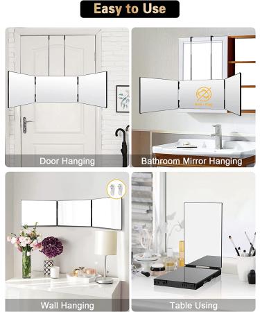 Retractable Hanging Three-sided Folding Vanity Mirror(,)