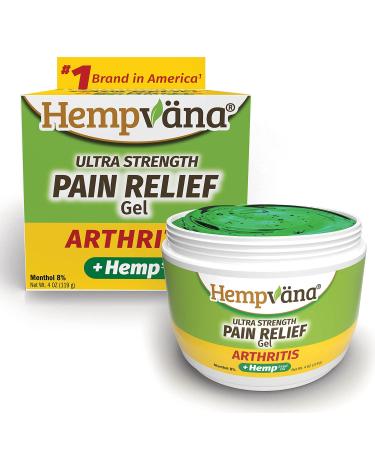 Hempvana Arthritis Relief Gel, Formulated to Target and Relieve Pain Fast, with Glucosamine and Chondroitin, Enriched with Hemp Seed Oil, Maximum Strength Formula, 4-oz Jar, 4 Oz