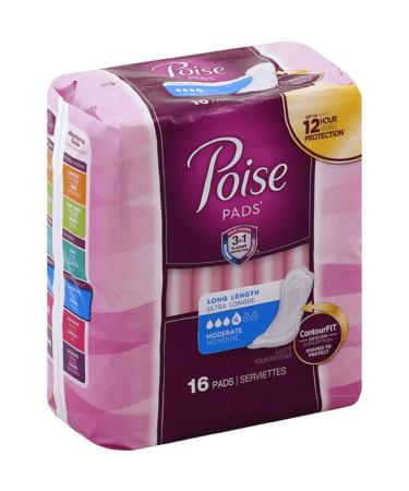 Poise Ultra Thin Incontinence Pads for Women with Wings Postpartum Pads Moderate  Absorbency Bladder Control Pads 90 Count (3 Packs of 30) Moderate Absorbency  (Regular Length)