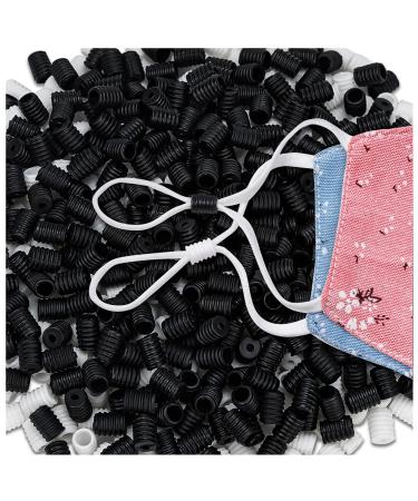 200Pcs Cord Locks for Face Masks - Adjuster Silicone Cord Stopper No Slip Earloop Toggles for 1/4  1/8Inch Elastic  Buckle Adjustment Accessories for Adult Children