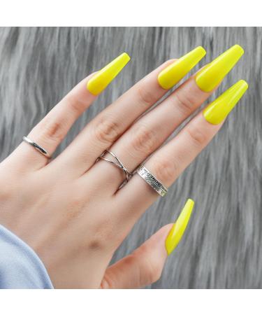 Blue Press on Nails Short, Jofay Fashion Square Fake Nails Reusable Natural  Solid Color False Nails with Glue, Stick on Nails for Women Girls Gift