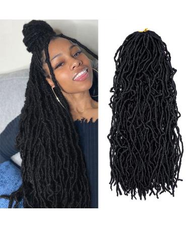 Ubeleco Soft Locs Crochet Hair, 24 inch Faux Locs Crochet Hair 6 Packs Pre-looped Curly Wavy Locs Crochet Hair For Women Extensible Synthetic Hair Extension(24 Inch,1B#) 24 Inch (Pack of 6) 1B#