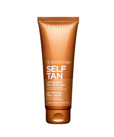 Clarins Self Tanning Milky Lotion | Self Tanner For Face and Body | Natural, Long-Lasting, Streak-Free, Sun-Kissed Glow and 24-Hour Hydration* | Non-Staining | Contains Glycerin | 4.2 Ounces