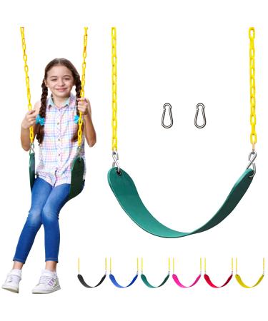 Jungle Gym Kingdom Swing for Outdoor Swing Set - Pack of 1 Swing Seat Replacement Kit with Heavy Duty Chains - Backyard Swingset Playground Accessories for Kids (Green) Green, 1 Pack Standard