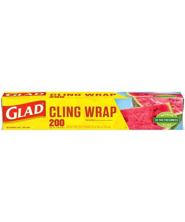 Glad, Clingwrap Plastic Wrap, 200 Square Foot Roll, Clear (CLO00020)