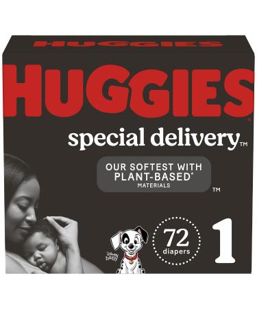 Hypoallergenic Baby Diapers Size 1 (8-14 lbs), Huggies Special Delivery, Fragrance Free, Safe for Sensitive Skin, 72 Ct Size 1 NEW
