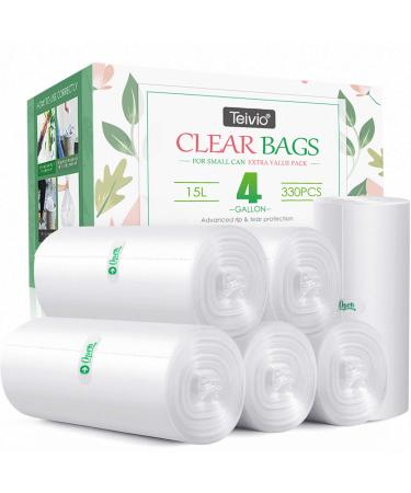 1.6 Gallon/220pcs Strong Drawstring Trash Bags Garbage Bags by Teivio,  Bathroom Trash Can Bin Liners, Code b fit 6 Liter, Small Plastic Bags for  home