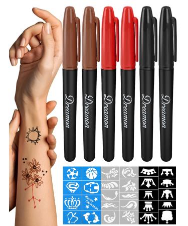  Tenceur Temporary Tattoo Markers Assorted Colors Removable  Body Markers Colorful Tattoo Pens for Skin Temporary for Skin Face Makeup  Art Teens Men Women Kids Adults (20 Pcs) : Beauty 