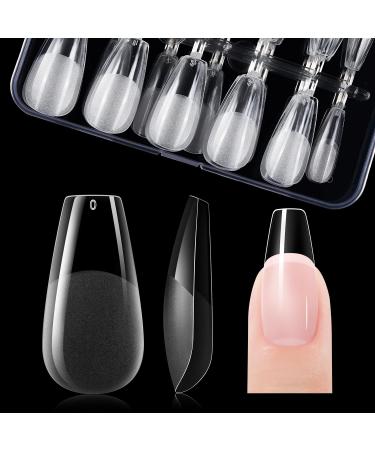 Gelike ec Medium Coffin Nail Tips - Soft Gel Nail Tips Coffin Shaped Full Cover Gel X Nails Pre Etched for Extensions PMMA Resin Clear False Nails Strong Press on Nails 120PCS 12 Sizes MEDIUM COFFIN 120-M-Coffin