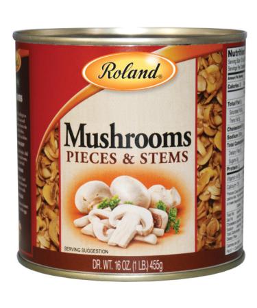Roland Foods Canned Mushroom Pieces and Stems, Specialty Imported Food, 16-Ounce Can