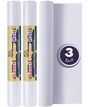 Incredible Value Bundle 3 Pack Easel Paper Roll Fits Most Standard Kids, 15-24 Inch-Wide Easels and Dispenser, for Crafting Activity and Painting, Non Bleed White Butcher Paper (15 Inches x 75 Foot)