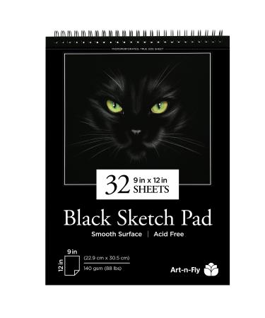 Art-N-Fly 32 Sheets Black Sketch Pad 9x12