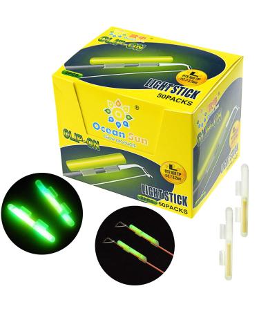 THKFISH Fishing Glow Sticks Rod Tip Glow Sticks Fishing Rod Floats Glow Stick Fishing Rod Night Fishing Light Fishing Green Fluorescent Light 100pcs(50bags) #M #L #XL #L (2.7X3.2mm)- 100pcs