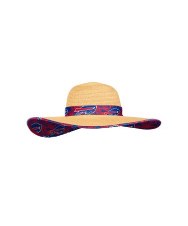 FOCO Women's NFL Team Logo Ladies Floral Straw Sun Hat Buffalo Bills One  Size Team Logo