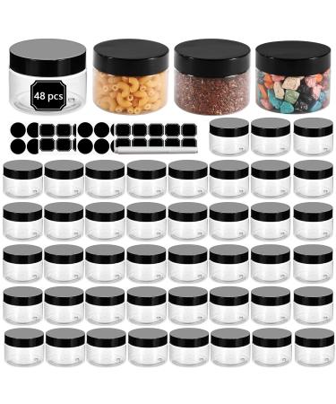 48 Pack 120ml 4 oz Empty Clear Plastic Jars with Black Lids, Refillable  Round Containers for Slime,Beauty Products, powder, Cream, Scrubs,  Cookie,Dried Fruit. Include 1 Pen and 120 Labels. 4oz- 48 Pack
