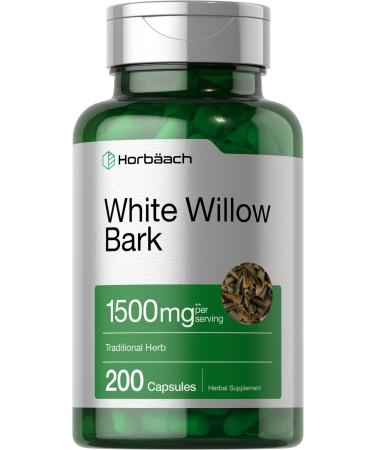 White Willow Bark Capsules | 1500mg | 200 Pills | Max Strength | Non-GMO, Gluten Free Herb Extract | by Horbaach