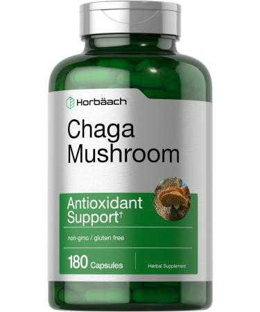 Chaga Mushroom Capsules | 180 Count | Non-GMO & Gluten Free Supplement | by Horbaach