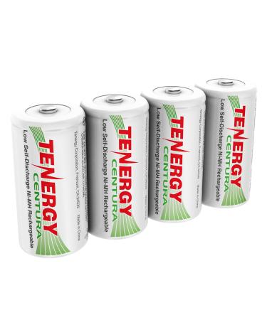 Tenergy Centura NiMH Rechargeable C Batteries, 4000mAh C Battery, Low Self Discharge C Cell Battery, Pre-Charged C Size Battery, 4 Pack