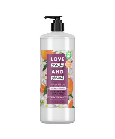Love Beauty and Planet Sulfate-Free Shampoo Vegan Biotin & Sun-Kissed Mandarin Deep Cleanse  Hydrate  Strengthen  Volumize & Shine 5-in-1 Multi-Benefit Nourishing Shampoo 32 oz