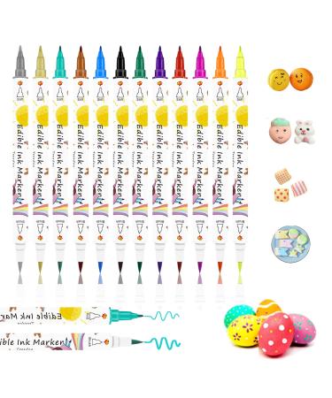 Edible Markers Food Coloring Pens 12 Colors,Upgrade Double Sided Food Grade  Edible Pens,Gourmet Writer