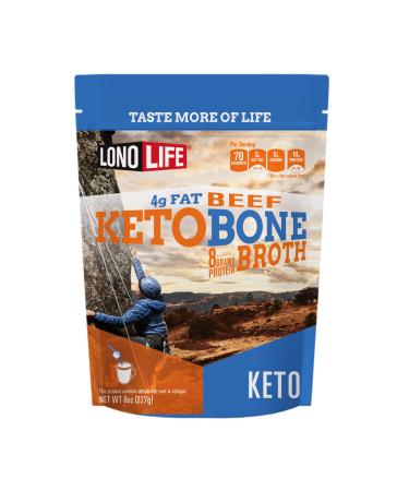 LonoLife - Keto Beef Bone Broth Powder, Grass Fed with 8g Collagen Protein - 4g Fat, Paleo and Keto Friendly, Gluten-Free, 8oz Bulk Container, 15 Servings (Equal to 150 ounces of broth)