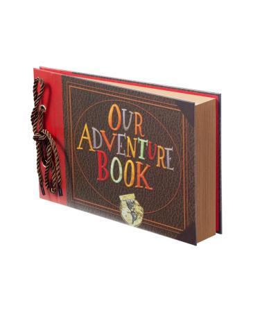 AMAOGE Scrapbook Photo Album,Our Adventure Book Scrapbook, Embossed Words  Hard Cover Movie Up Travel Scrapbook For Anniversary, Wedding