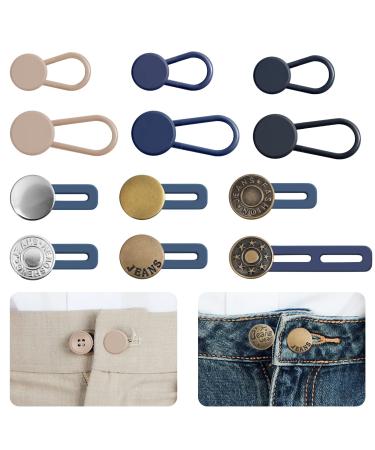 12 Sets Jean Buttons Pins for Jeans, No Sew Jean Buttons for Loose Jeans Pants  Button Tightener, Ceryvop Adjustable Buttons for Jeans Too Big Snap Tack  Jeans Button Replacement 12Silver letters