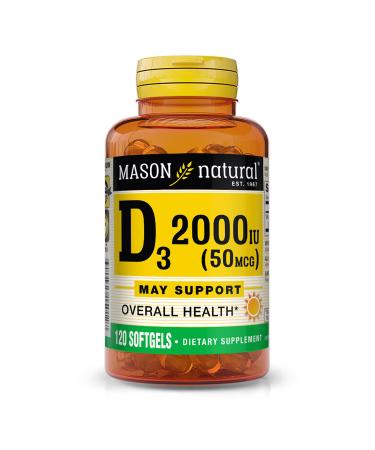 MASON NATURAL Vitamin D3 2000 IU Softgels 120 ea