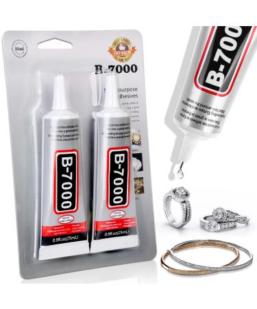  B 7000 Clear Glue with Rhinestones Craft Kit, 2 x 110ML B-7000  Adhesive Glue with Nail Gems, Dotting Tools, Brush for DIY Bead Stone  Jewelry Making Fabric Shoes Cloth Photo Charms