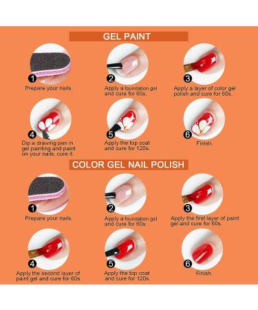 Amazon.com : Saviland Gel Paint Kit - Gel Nail Polish Kit 12 Colors Soak  Off Gel Polish Set with 15pcs Painting Drawing Nail Brush Pen for Nail Art  Design & Nail Salon :